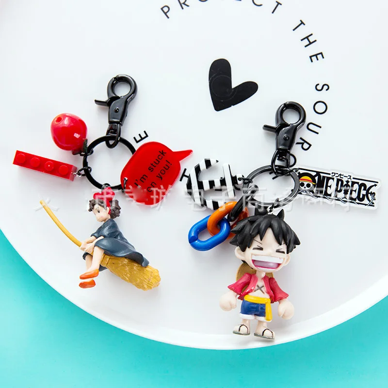 Action Kiki Delivery Service Figure Model Key Chain Toys Cute Cartoon Ring Handbag Pendant Japan Anime One Piece Luffy Dolls | Игрушки и