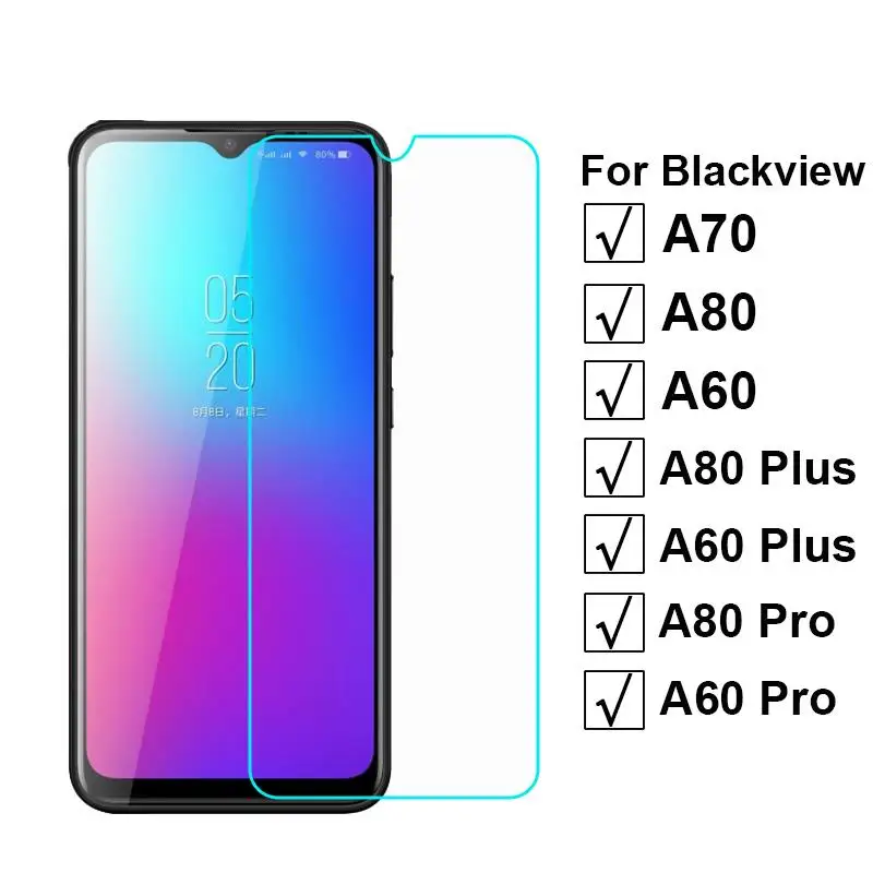 

2PCS Tempered Glass For Blackview A70 Protective Glass Cover on Pelicula Blackview A80 A60 Plus A80Pro A60 Pro Screen Protector