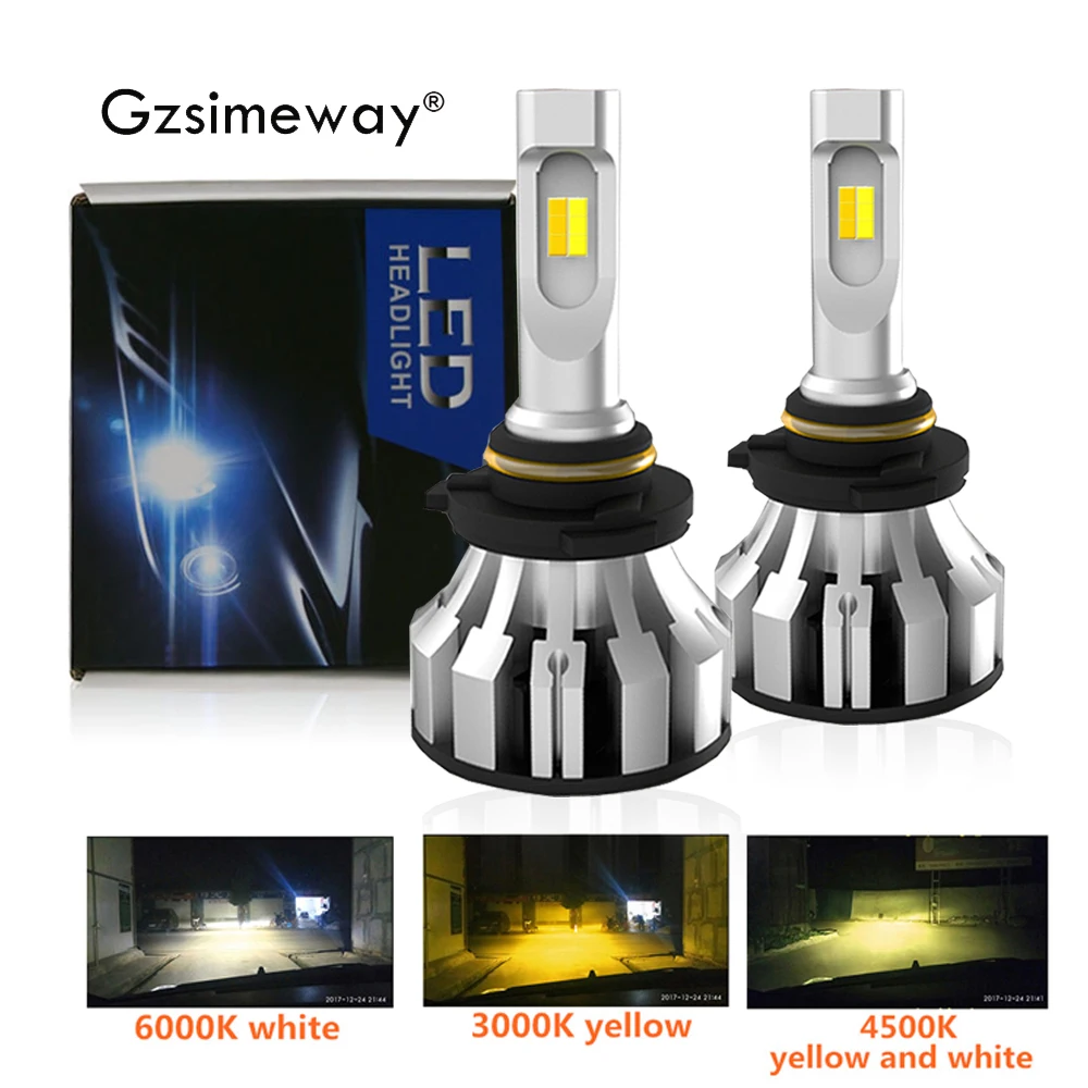 

2Pcs H7 LED H4 H1 H11 H16 9006 9012 HIR2 HB4 H3 LED lamp bulbs 12V 6000K 3000K 4300K 3-color ZES 90W auto headlight fog lamp 12V