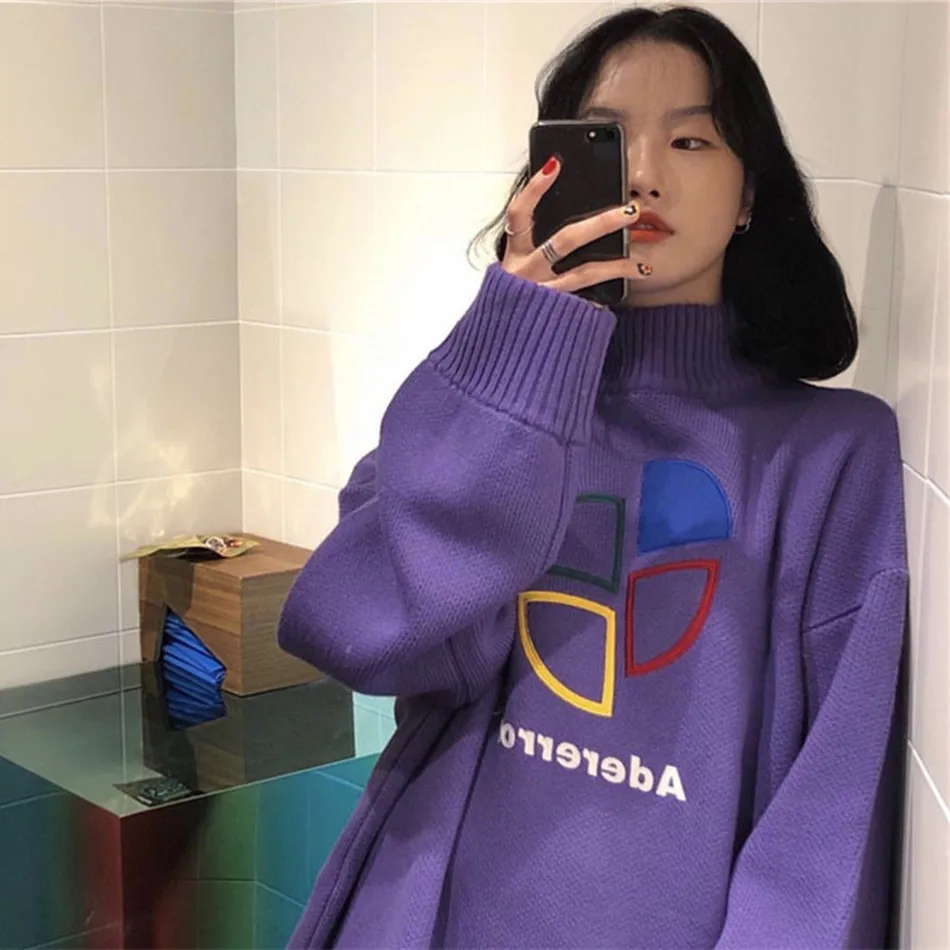 

New Arrived Adererror Sweater Woman 1:1 High-quality Onesize Crewneck Vintage Ader Error Sweater Turtleneck Men