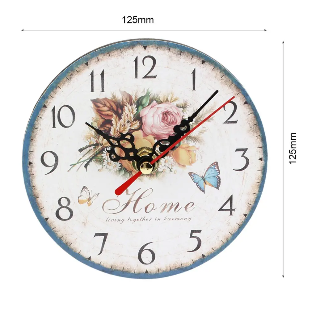 

Practical Artistic Creative European Style Round Colorful Rustic Decorative Antique Wooden Home Wall Clock