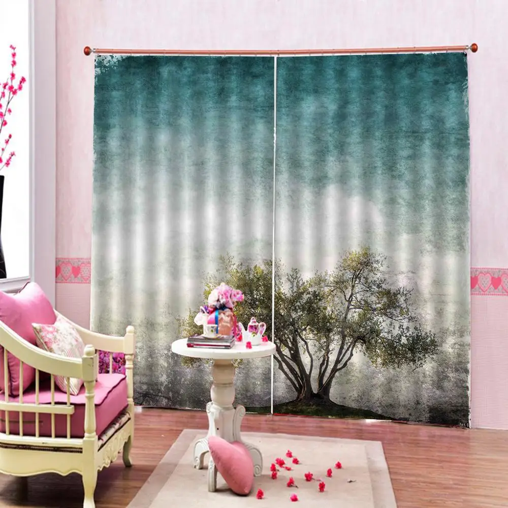 

Window Curtains Treatments 2 Panels Nature Scenery Decor in Dark Haunted Foggy Mist Mysterious Forest Curtains For Living room