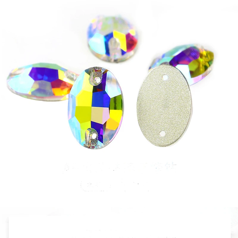 Новые товары овальные стеклянные стразы белого/хрустального цвета с двумя