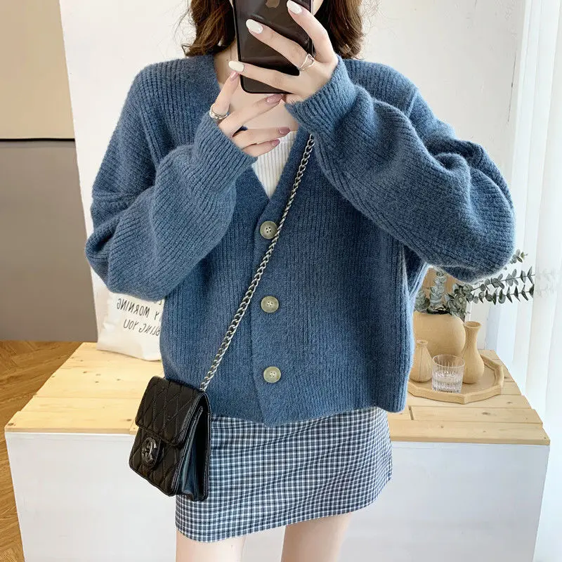 

PEONFLY Women Cardigans Sweater 2022 Spring Fashion Slim Ladies Knitted Sweater Female Casual V-neck Sweaters Pull Femme Tops