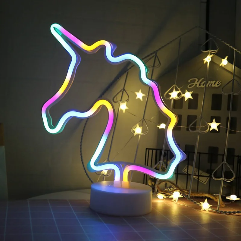 unicorn Вечерние Светодиодный светлая неоновая вывеска Праздничные рождественские вечерние Романтические свадебные украшения детская комната Домашний декор Фламинго Луна Единорог сердце - Испускаемый цвет: unicorn