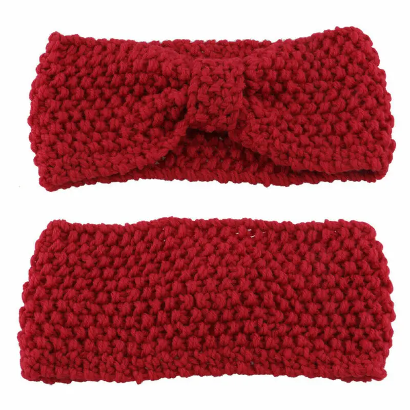 Женская вязаная повязка на голову с узлом модная однотонная крючком тюрбан