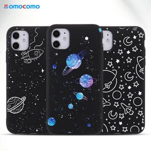 Чехол для iPhone 12, 13, 11 Pro Max, mini, 7, 8Plus, X, XS Max, силикон, космическое пространство, планета, звезды, луна, космический корабль