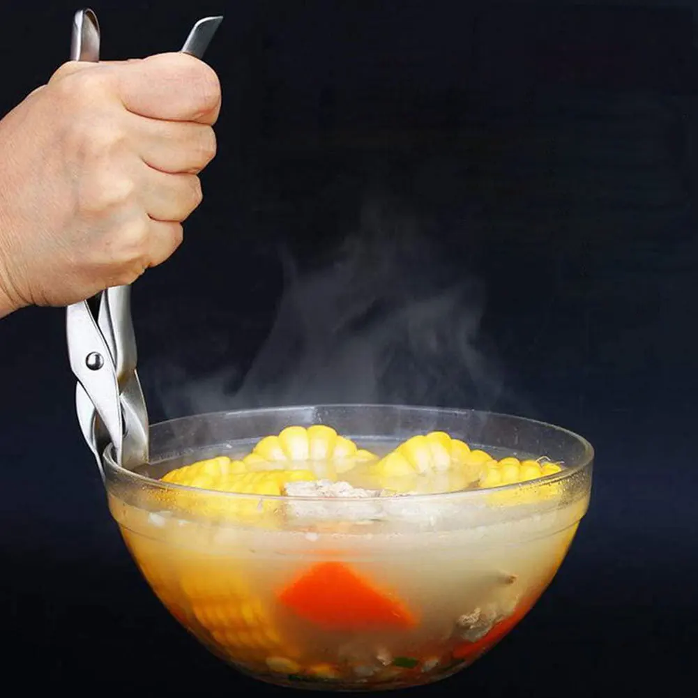 

Stainless Steel Non-Slip Tray Lifter Bowl Clamp Non-Slip Clamp Gripper Plate Bowl Tongs Cutlery Clip Kitchen Protective Tools