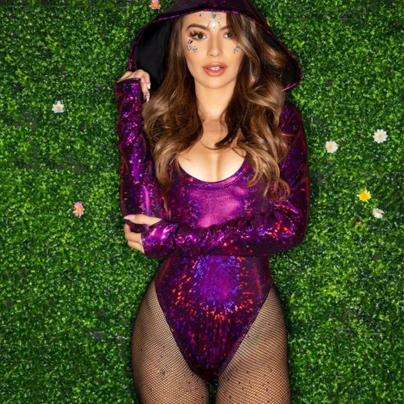 Модные костюмы для джазовых танцев Женское боди на шесте одежда с капюшоном