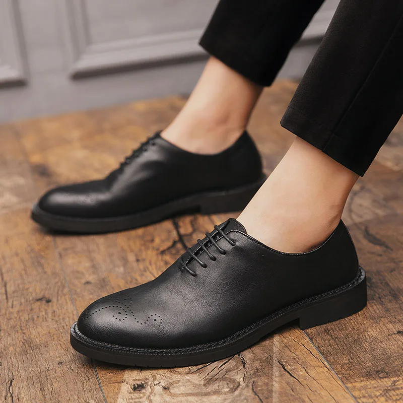

Men Flats Leather Dress Shoes Pointed Oxford Flat Male Casual Shoes Lace Up Breathable Fashion Men's Luxury Brand Big Size 48