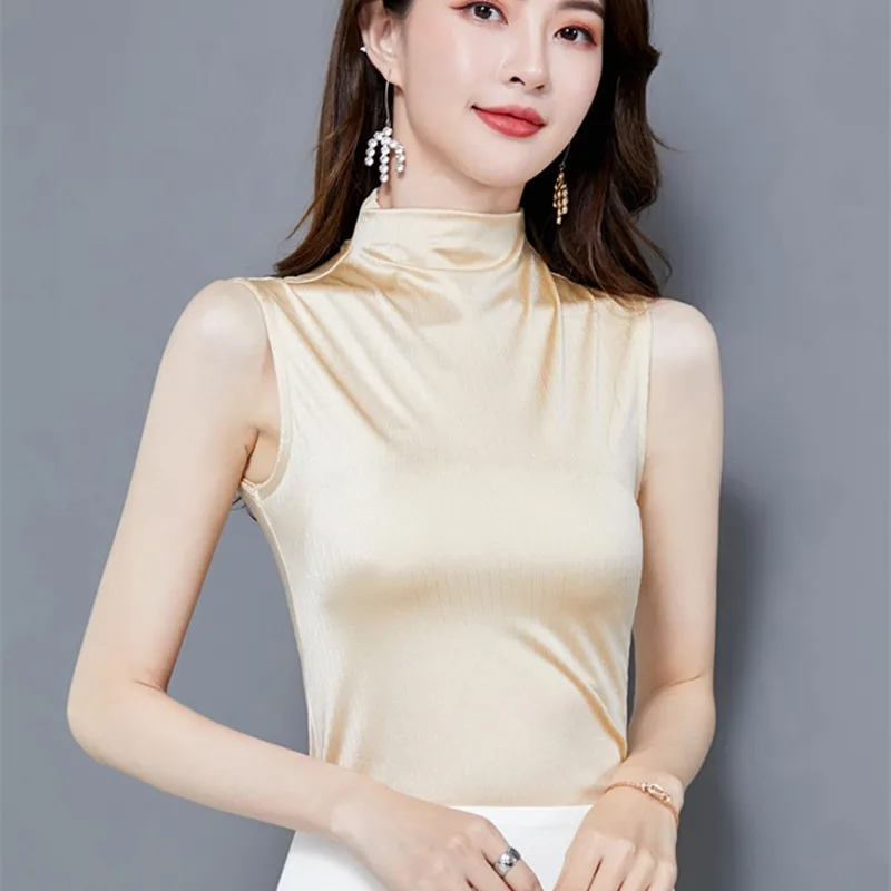 Футболка женская из модала однотонная приталенная рубашка без рукавов в