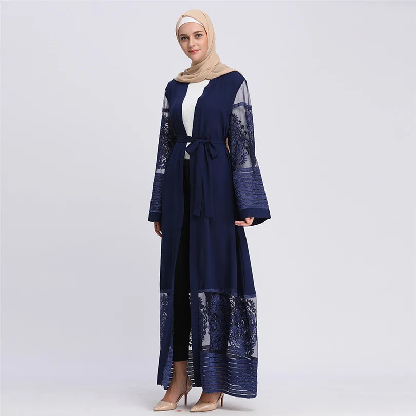 2019 кардиган абайя кружево бархат мусульманский хиджаб платье турецкая исламская