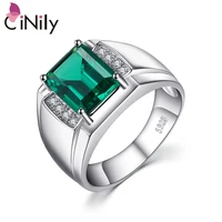 cinily created green stone cubic zirconia authentic 925 sterling silver wholesale fashion jewelry for women ring size 7 8 sr013