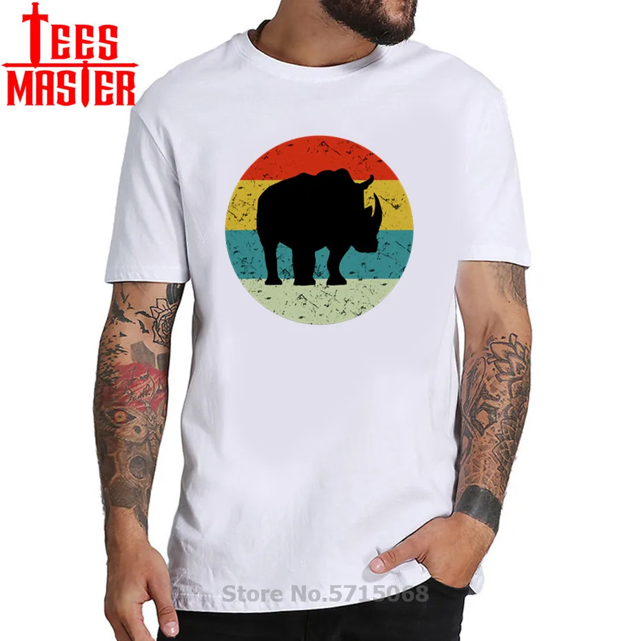 Новое поступление 3D Ретро Винтаж носорог футболка для мужчин аниме принтом