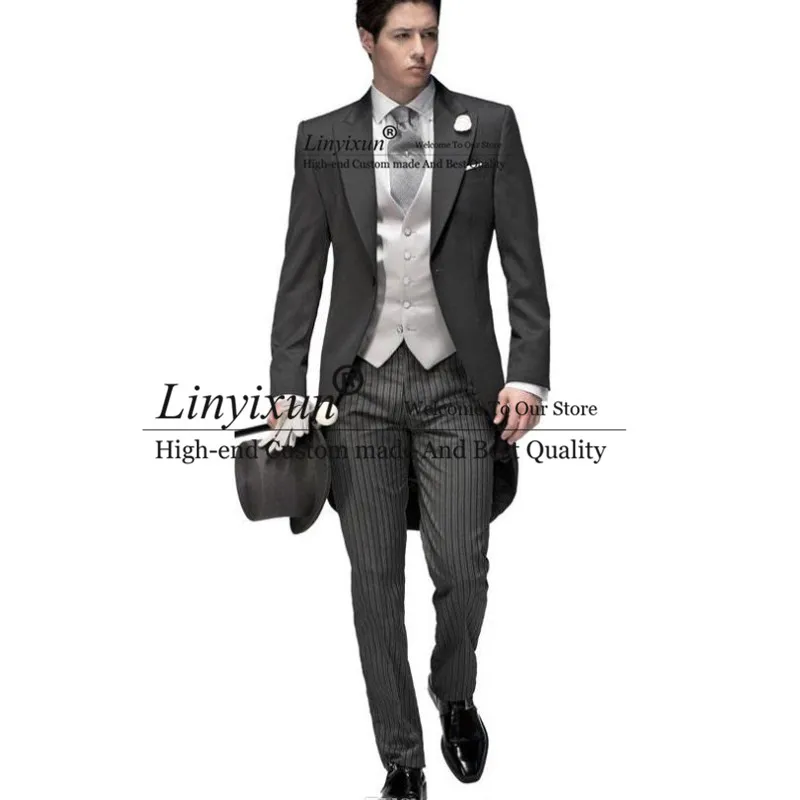 2021 новые классические брюки элегантные Bridegrom серый черный утро костюм для
