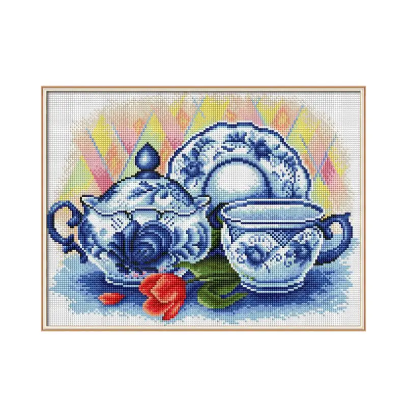 

The celadon teapot Diamond painting cross stitch kit Square Round Drill stitching embroidery DIY handmade needlework