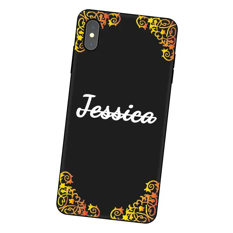 Peony flower Personalized Custom DIY Name Black Soft TPU Silicone Phone Case Cover For iPhone 11 Pro X XR XS MAX 5 6 6S 7 8 Plus |