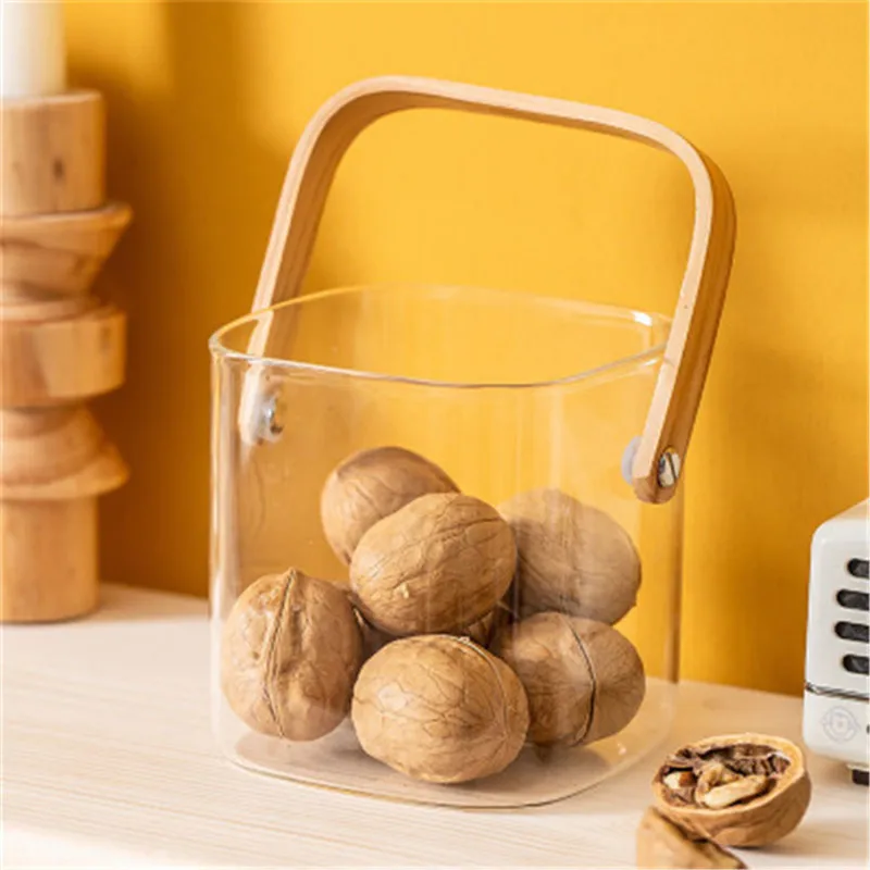 Креативная стеклянная корзина для хранения закусок и конфет простая квадратная