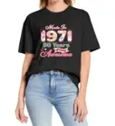 Женская Винтажная футболка с коротким рукавом, топ из 100% хлопка с цветочным принтом 50-го дня рождения, 1971