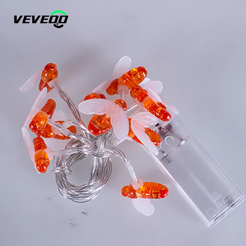 

СВЕТОДИОДНАЯ Гирлянда в виде пчелы, 5 в постоянного тока, питание от USB, блок питания для сада, рождественской елки, праздника, Новогоднее укр...