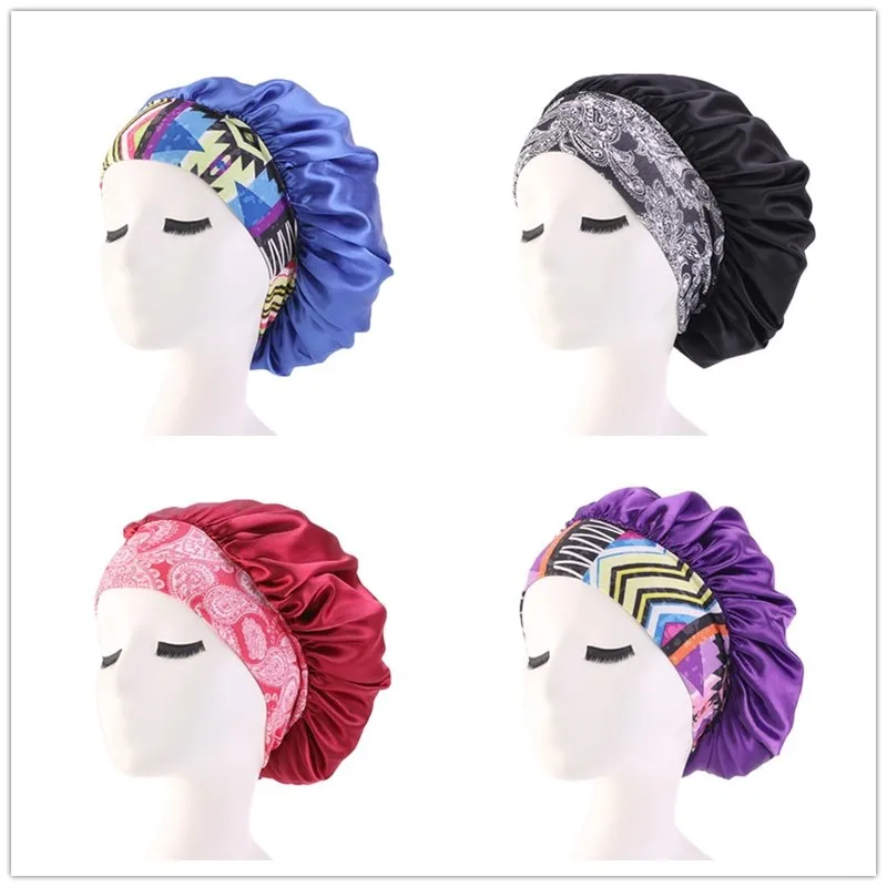 Новая модная женская атласная Кепка для ночного сна головной убор шелковая