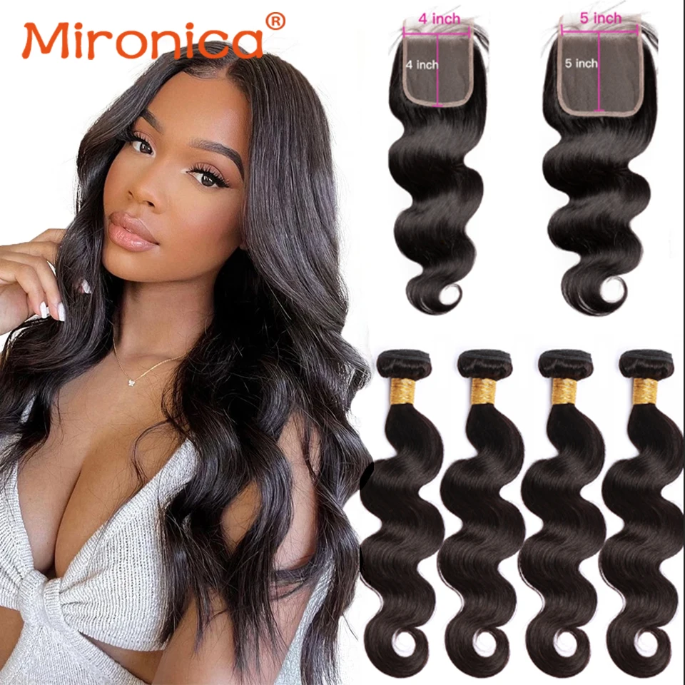 

40 Inch Body Wave Wholesale Human Hair Bundle With Closure 100% Remy Human Hair Weave Bundle With Frontal Closure Hair Extension