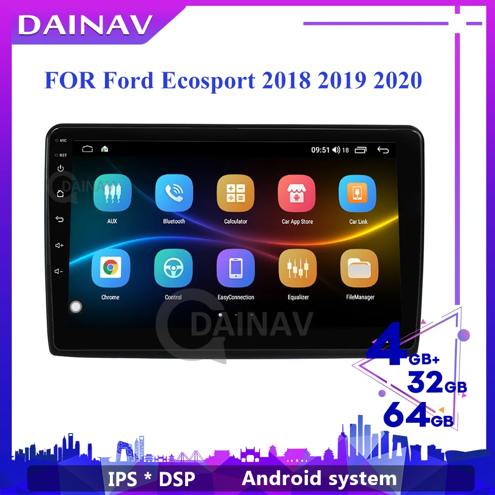 

Автомагнитола 2 Din, 128 ГБ, GPS-навигатор, 9-дюймовый экран для Ford Ecosport 2018 +, стереосистема на Android, типоразмер 2 Din