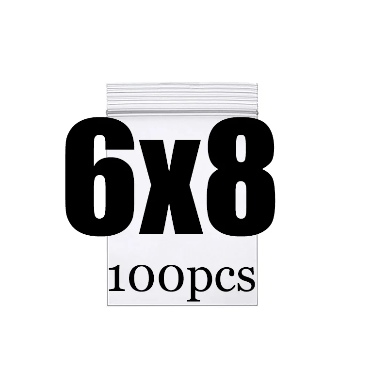 6x8CM 100PCS Высококлассные толстые прозрачные пакеты на молнии с застежкой-молнией, пищевая посылка, сумка для хранения, прозрачная пластиковая маленькая упаковочная полиэтиленовая сумка на молнии - Цвет: 6x8CM 100PCS