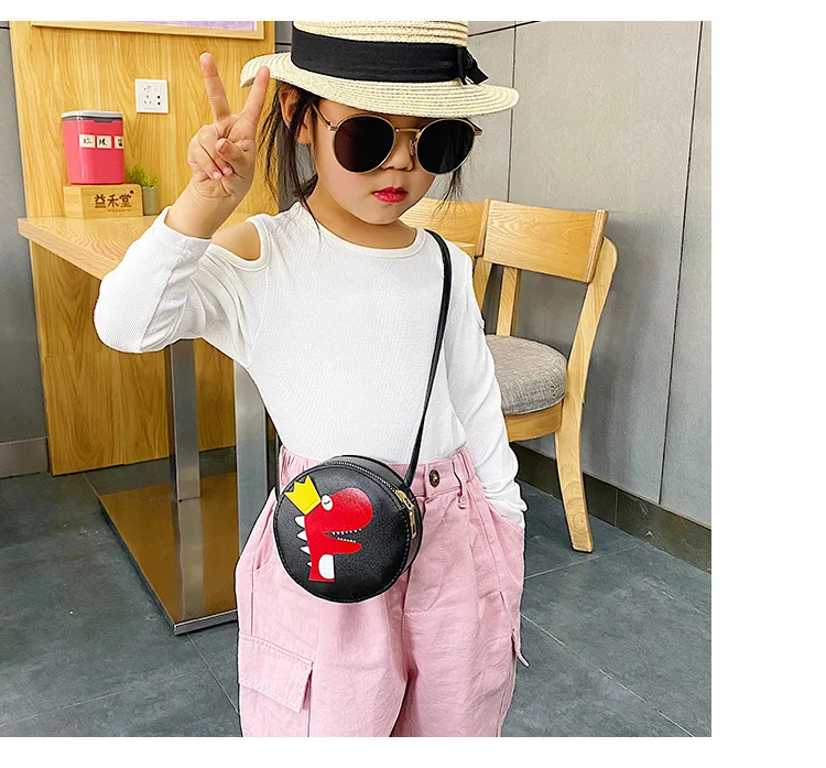 Детская мини-сумка из ПУ кожи сумка-мессенджер через плечо с милым динозавром