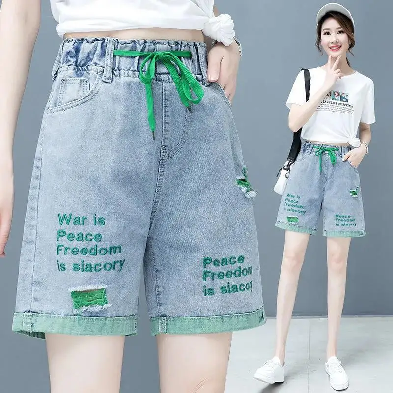 

Summer Shorts Jeans Girl Summer Females Harajuku Embroidery Shorts Womens Hip Hop Korean Ulzzang Trendy Street High Street Jeans