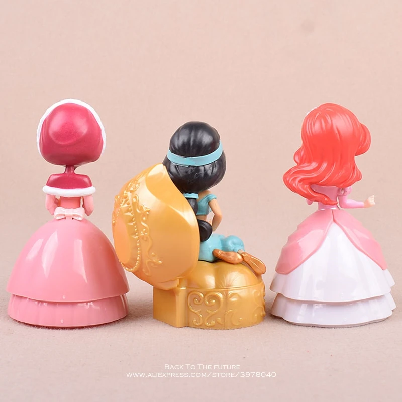Disney Alice Русалка Жасмин Принцесса 3 шт./компл. 11 см фигурка аниме мини Коллекция