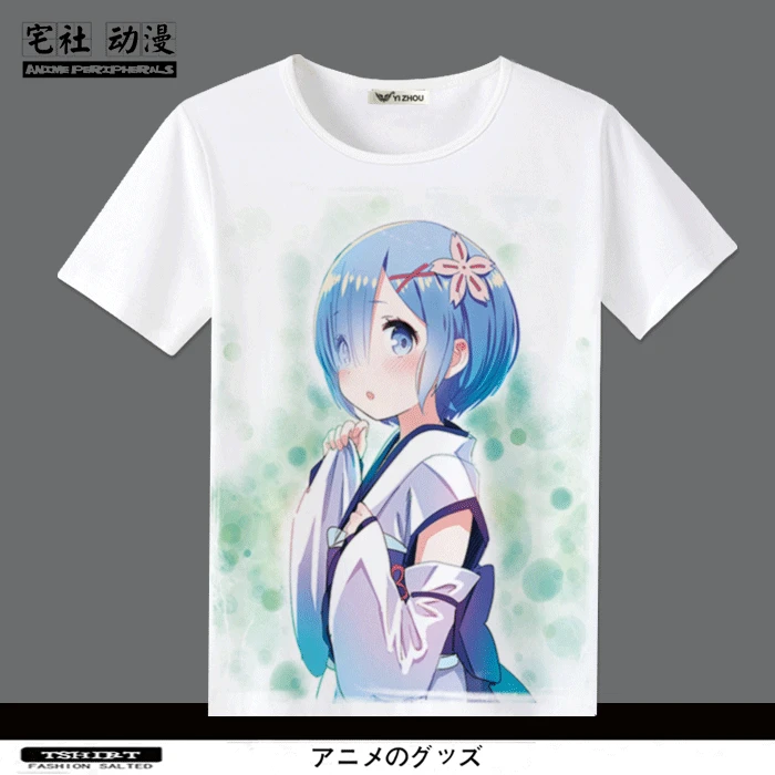 Футболка с рисунком аниме разный мир жизни от царапин Рем Эмили короткими