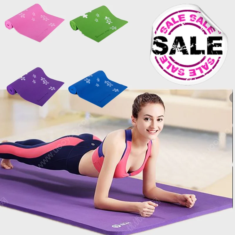 Коврик для йоги из ПВХ с цветочным принтом нескользящий дышащий коврик фитнеса