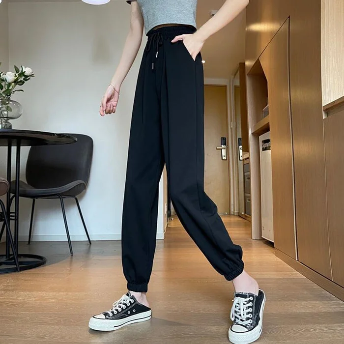 Серые спортивные брюки с высокой талией женские прямые защитные Лето 2021 новые