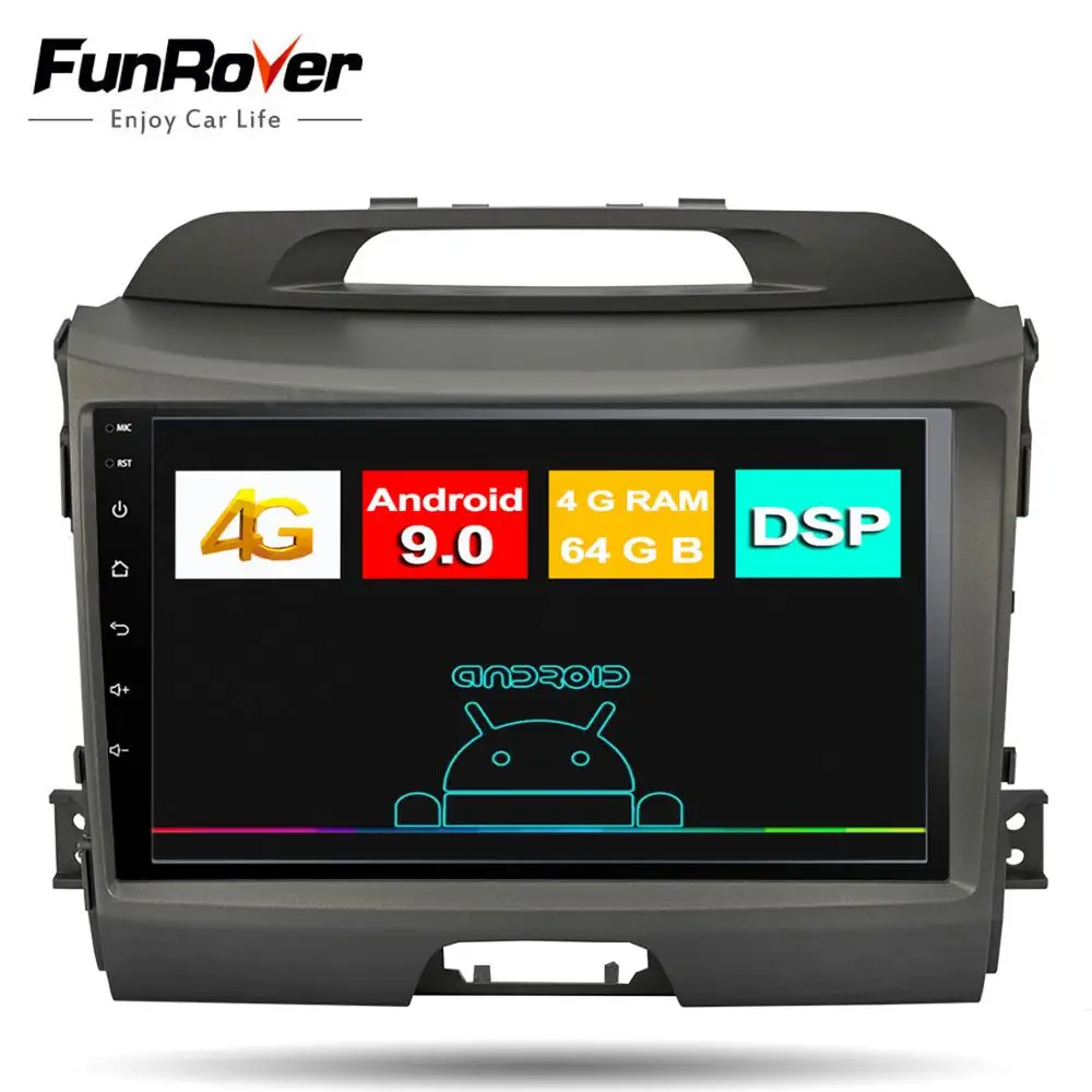 Funrover " Восьмиядерный android 9,0 2 din Автомобильный Радио мультимедийный плеер для kia sportage 2010- gps навигация DSP 4G+ 64G DSP LTE