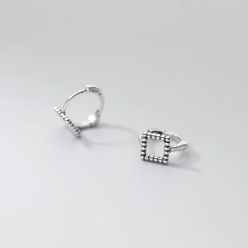 

PONYKISS Trendy Hollow Square S925 Sterling Silver Minimlist Huggie Hoop Earrings for Women Party Accessory Fine Jewelry