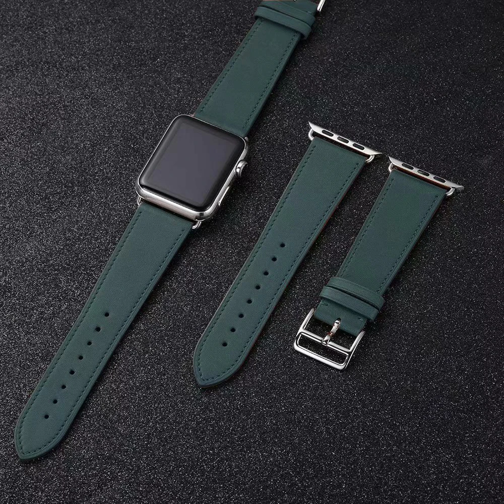 

Midnight Green Leather loop Strap for Apple watch Series 4 5 44mm 40mm Single Tour Watchband for iWatch 42mm 38mm Bracelet Band