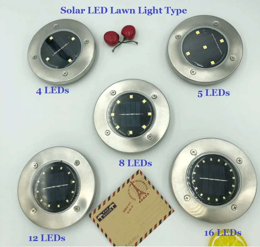 Светодиодный светильник для газона на солнечной батарее из нержавеющей стали