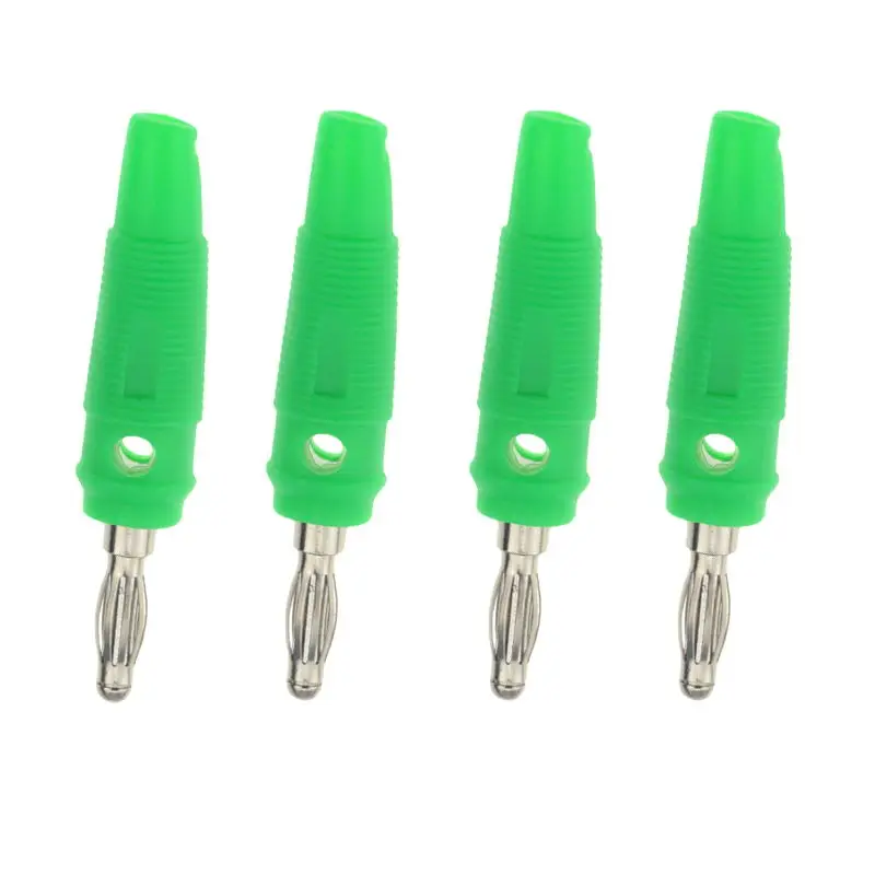 4pcs GREEN 4 шт. 4 мм Аудио вилка штекерного типа динамика посеребренные соединители красный черный зеленый желтый синий - Цвет: 4pcs GREEN
