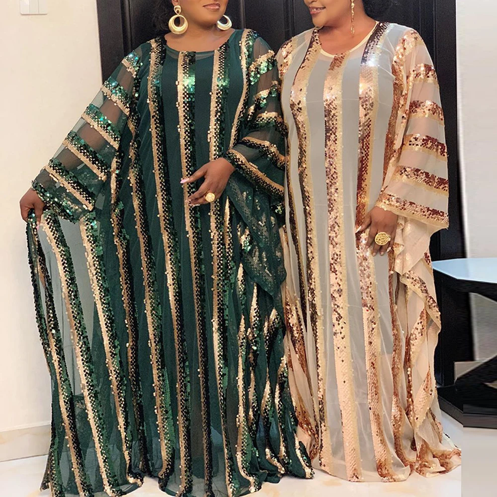Сетчатые африканские платья с блестками для женщин 2020 нигерийская одежда