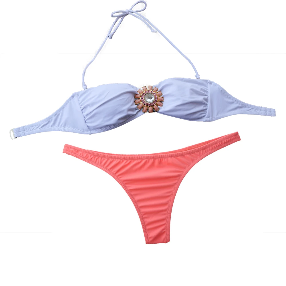 Комплект бикини Белый Топ женский купальник с красным низом купальные костюмы со