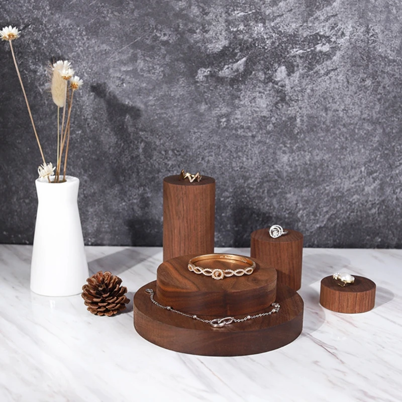 

Wood Necklace Stand Holder Shelf Jewelry Display Rack Bracket Rings Earrings Organizer for Woman Girl Gifts