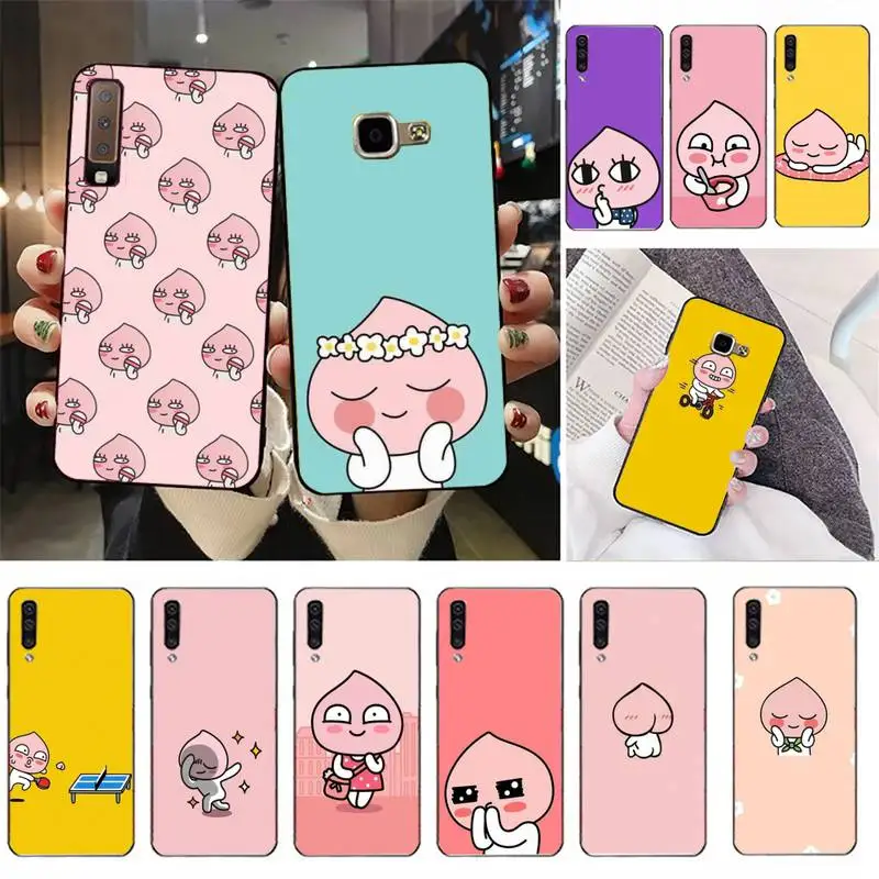 

Korean emoticon cute peach Phone Case Soft Silicone Phone Cover for Samsung Galaxy A51 30s 21S A10 70 40 Fundas Coque Bumper
