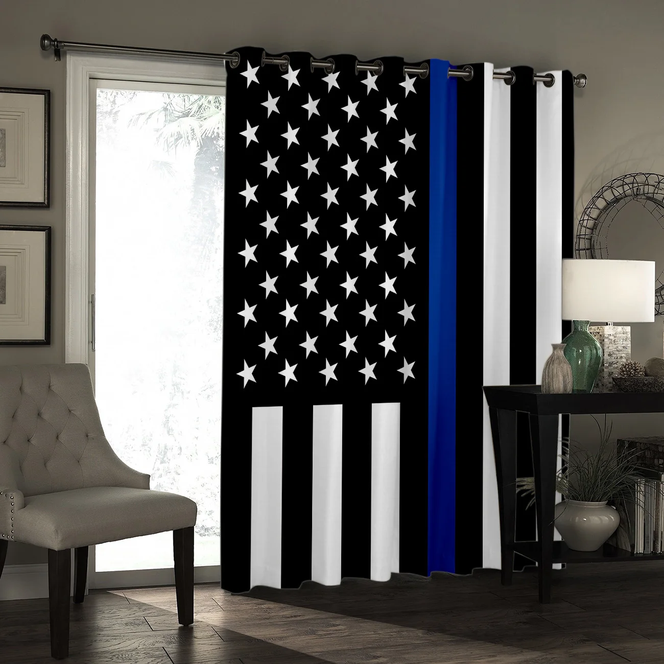 Правоприменительные черно белые и синие американские флаги оконные шторы