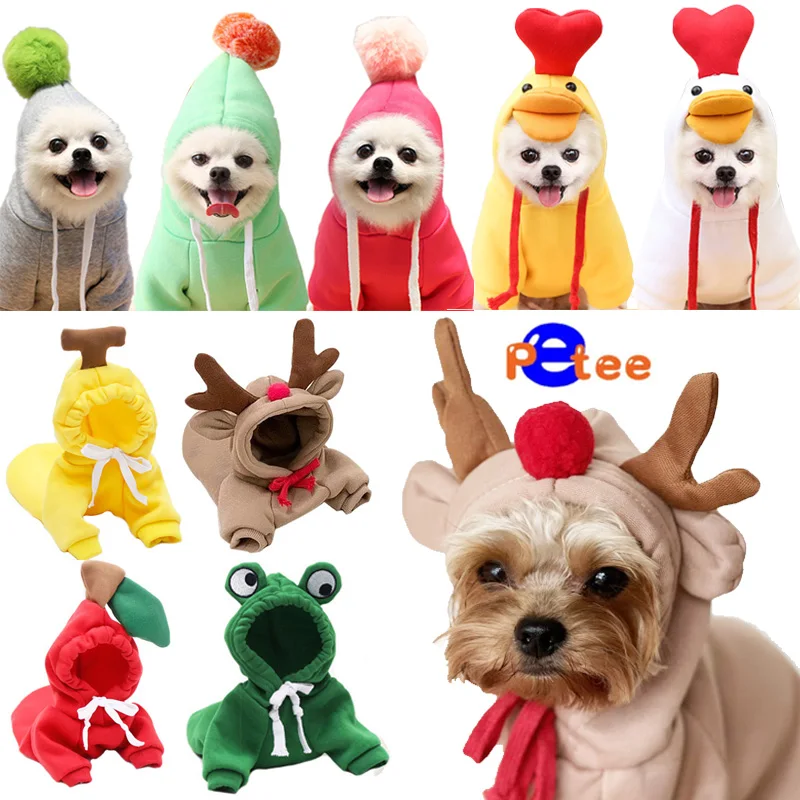 Милая Одежда для собак с изображением фруктов теплые зимние толстовки пальто