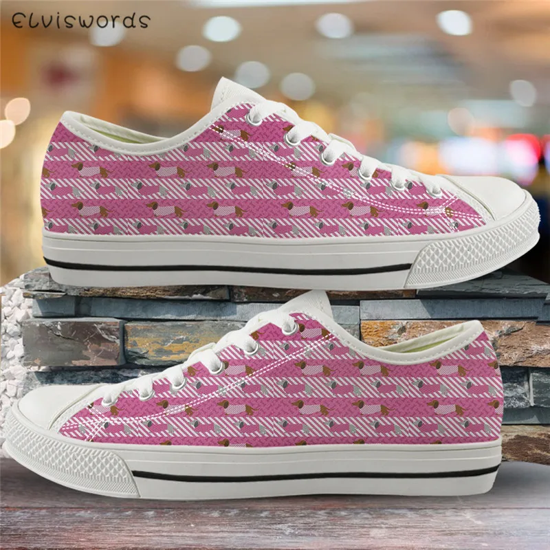 Кроссовки ELVISWORDS женские с низким верхом модные холщовые кеды принтом таксы