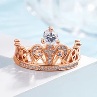 fashion elegant princess crown ring rose gold plated exquisite zircon ring elegant womens engagement jewelry accessories