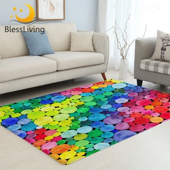 BlessLiving Circles Large Carpet For Living Room Colorful Center Rug Rainbow Watercolor Bedroom Carpet Comfortable Alfombra 1pc 1