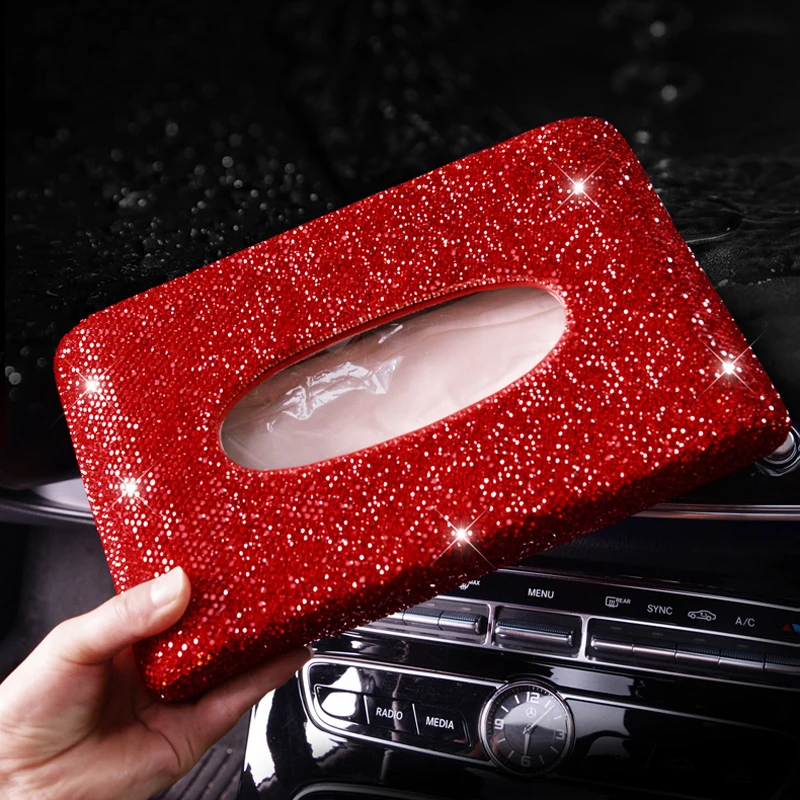 

Luxury Diamond Car Tissue Box Full Crystal Diamante Block type Tissue Boxes Holder Women Car Styling Auto Accessories