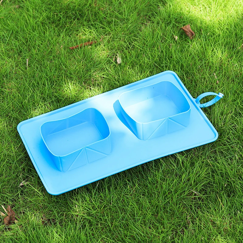 

Pet Supplies Bowl Folding Silicone Double Bowl Cat Food Plate Dog Food Rice Bowl Drinking Water Outdoor Travel Portable